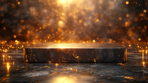 暖金渐变背景与简约底座