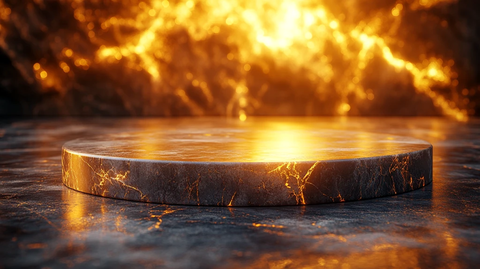 暖金渐变背景与简约底座