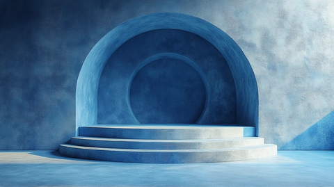 蓝色几何形状圆形舞台设计