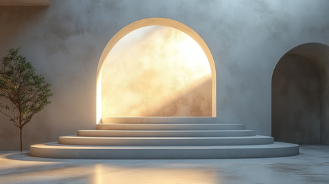 白色空置讲台灯光