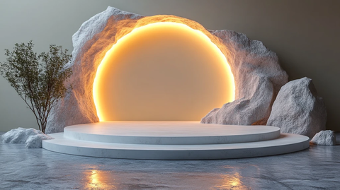 白色空置讲台灯光