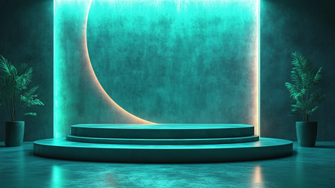 绿色灯光下的演讲台