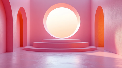 橙色平台与圆形台阶