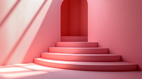 橙色平台与圆形台阶