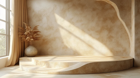 木制讲台与米色背景