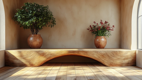 木制讲台与米色背景