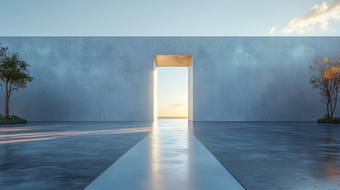 舞台白墙门后光