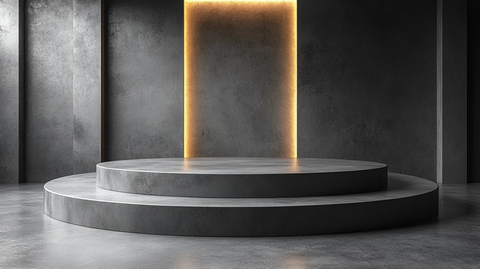 银色领奖台与灰色背景