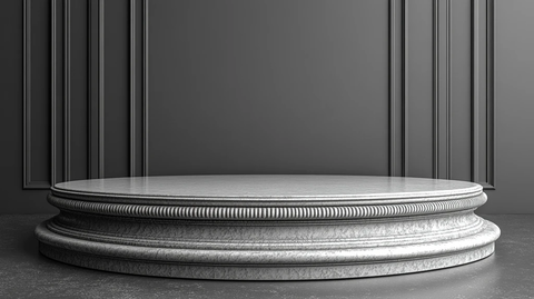 银色领奖台与灰色背景
