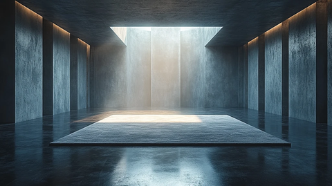 方形地毯与空旷圆形房间