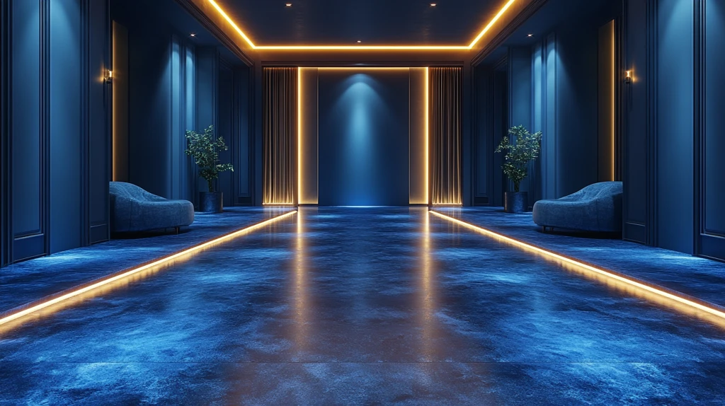 暗蓝背景 LED灯带 空房间