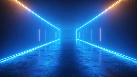 暗蓝背景 LED灯带 空房间