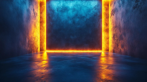 暗蓝背景 LED灯带 空房间