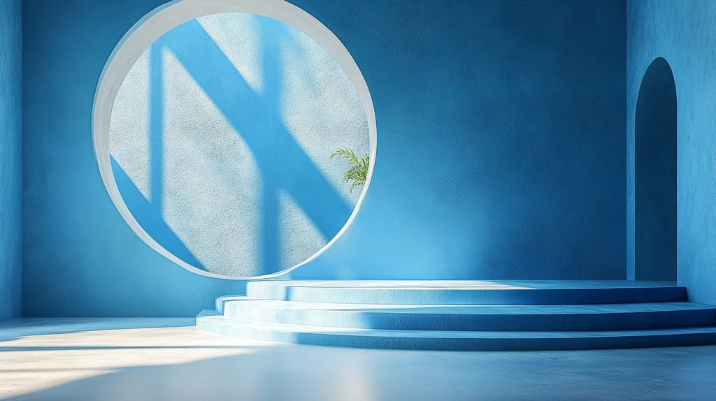 蓝色讲台白色背景