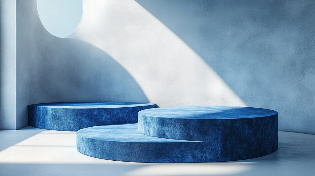 蓝色讲台白色背景