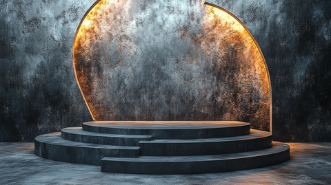 灰色讲台黑色背景