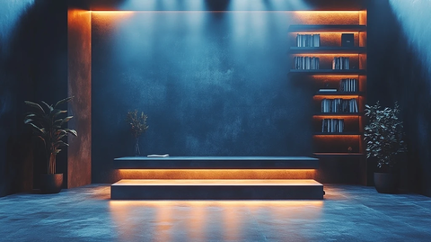 舞台上的现代空置阅读架