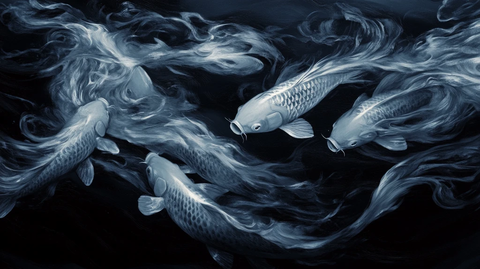 炫酷光效鲤鱼装饰画