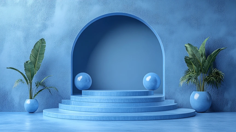 蓝色讲台高清渲染图