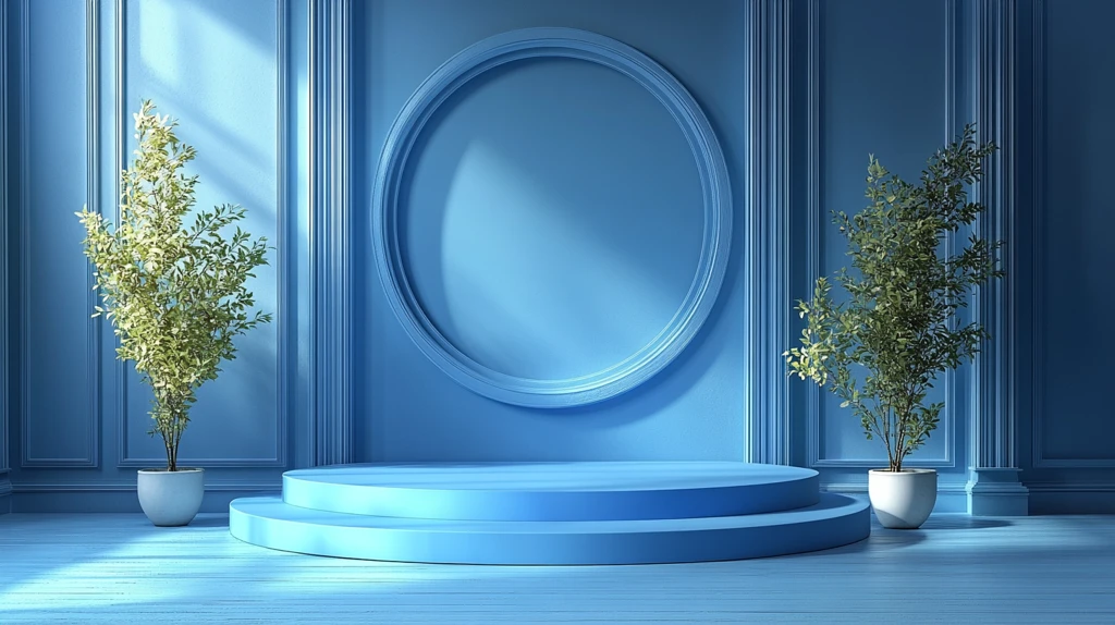 蓝色讲台高清渲染图