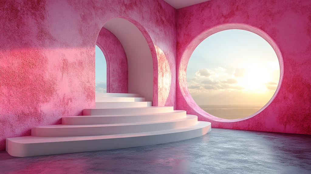 粉色渐变圆中心白展台