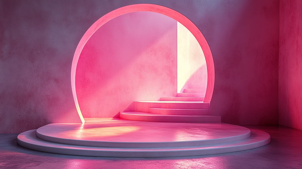 粉色渐变圆中心白展台