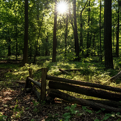 穿过树木的阳光