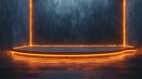 暗灰背景木质地板展示空间