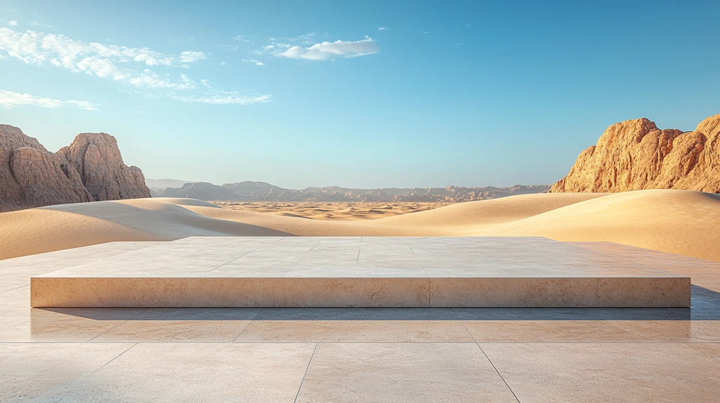 沙漠中的矩形平台