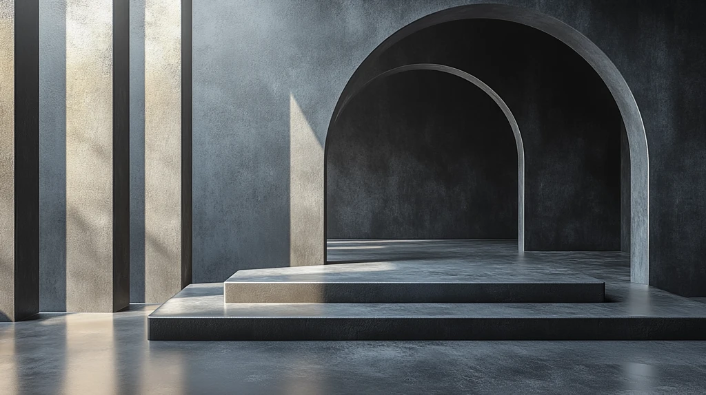 灰色背景黑色拱形圆形讲台