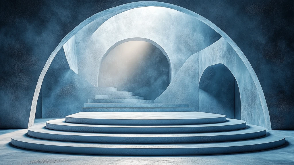 多边形讲台与纸艺背景