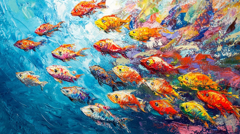 油画鱼群