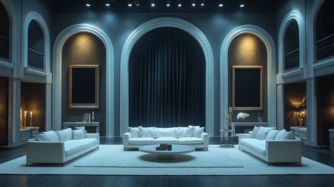 白色舞台框架与家具