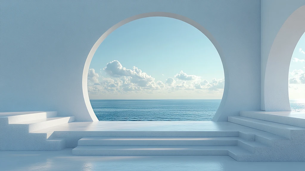 白色圆形舞台与蓝色天空