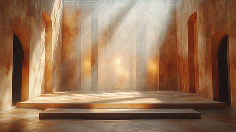 对称米色舞台布景