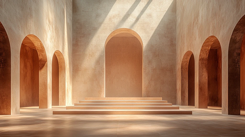 对称米色舞台布景