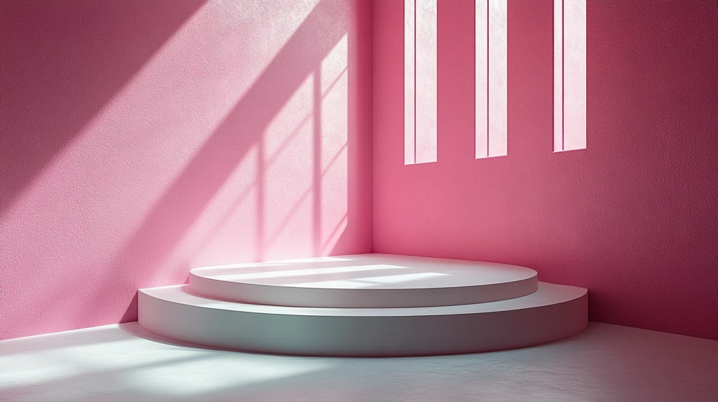 白色圆形舞台与粉色背景