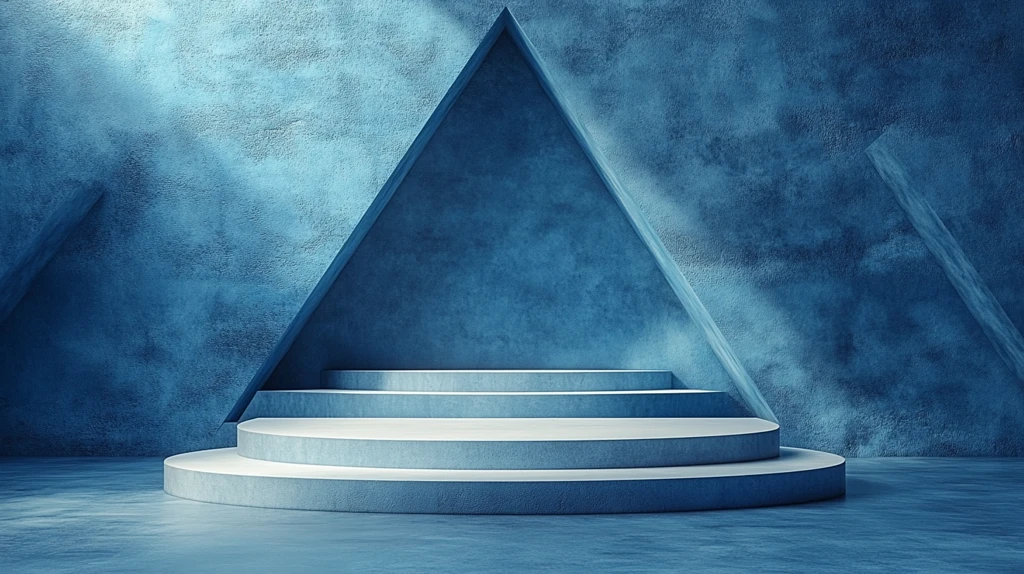 蓝色背景三角形讲台