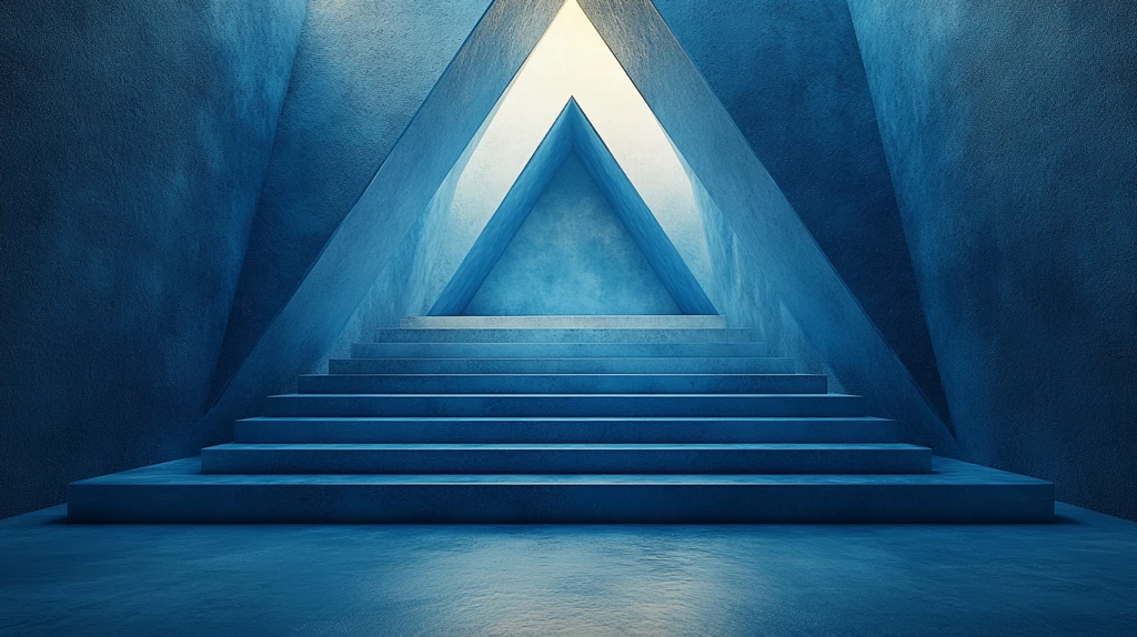 蓝色背景三角形讲台