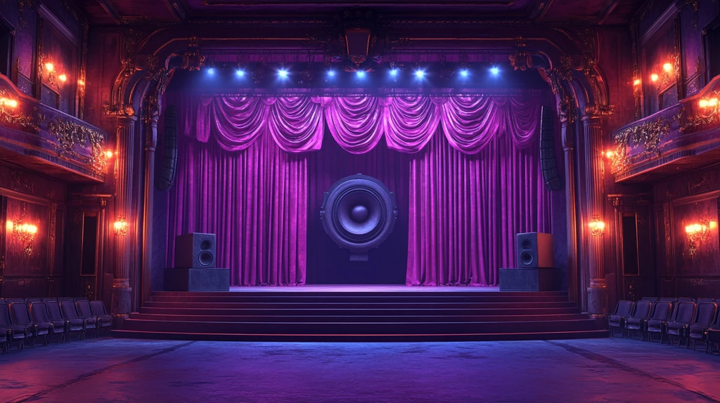 剧院舞台与紫色幕布