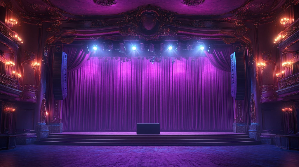 剧院舞台与紫色幕布