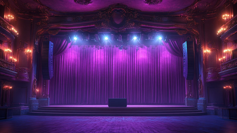 剧院舞台与紫色幕布