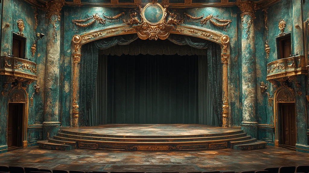 剧院舞台与黑色幕布