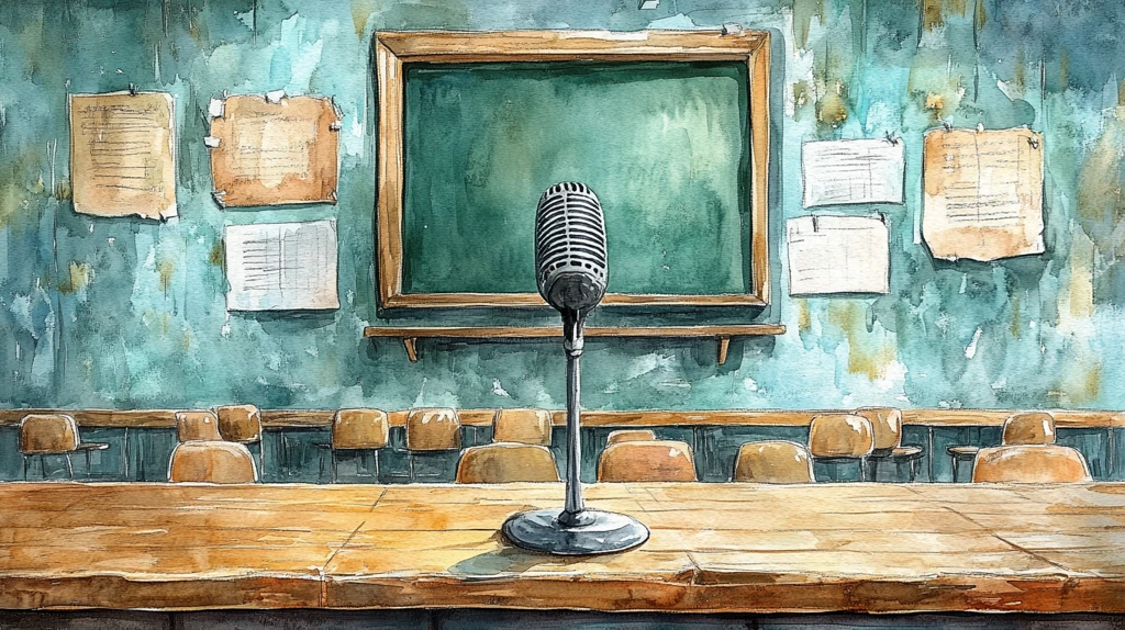 学校礼堂舞台与麦克风