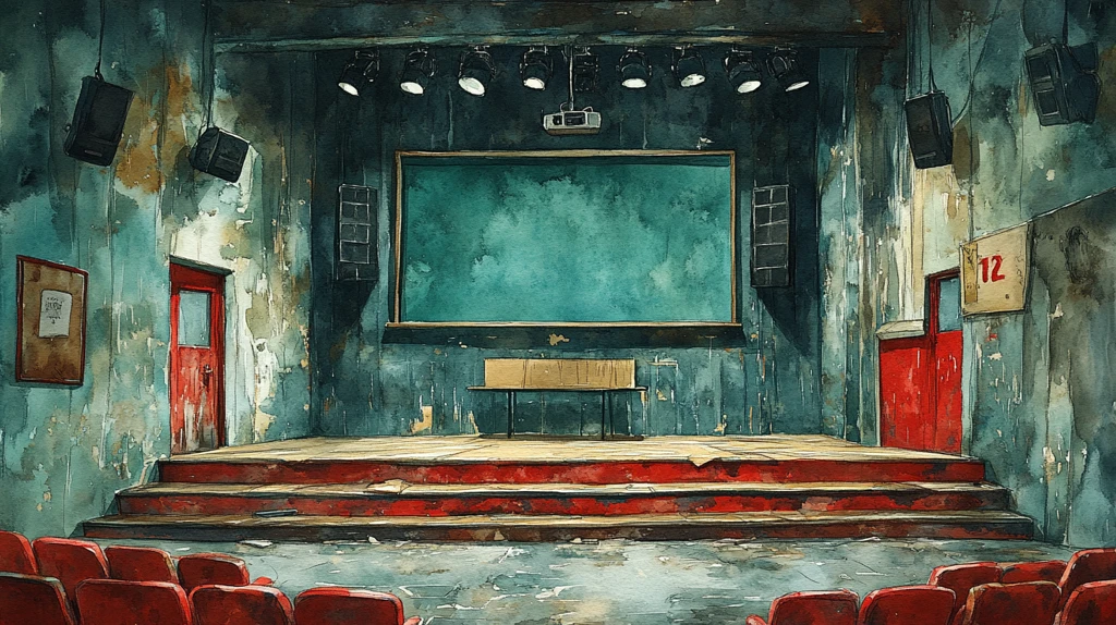 学校礼堂舞台与麦克风