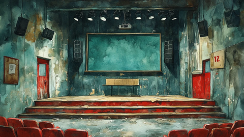 学校礼堂舞台与麦克风