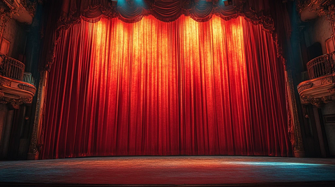 白色剧院红色幕布