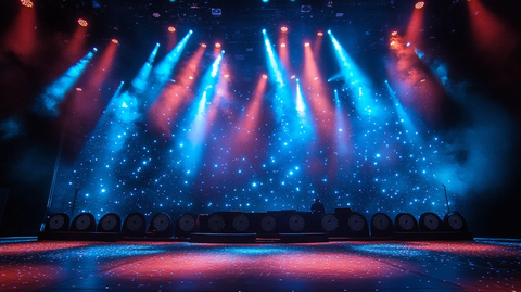 舞台下黑色风扇与星夜