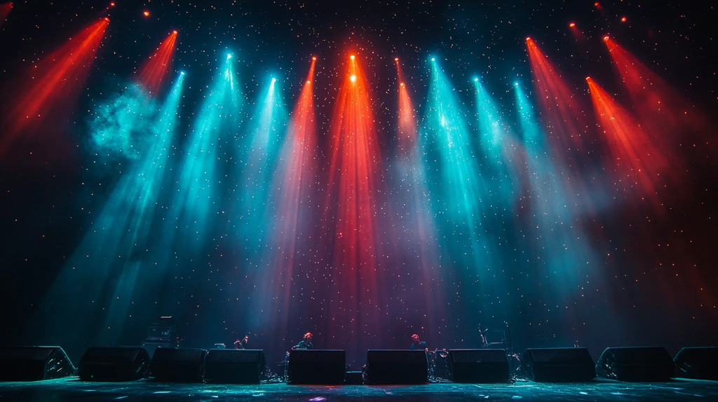 舞台下黑色风扇与星夜