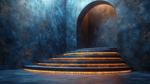 深蓝舞台金色聚光灯